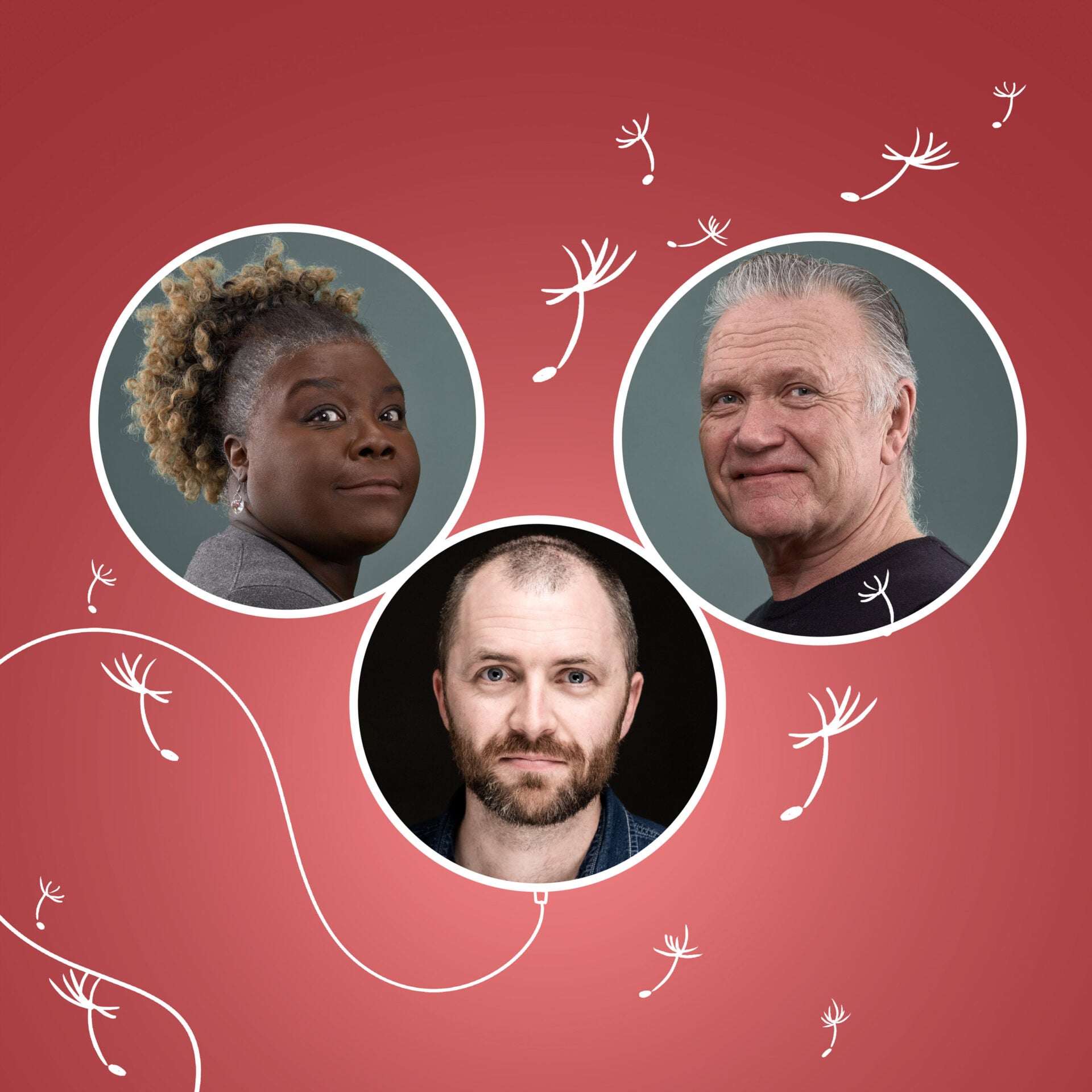 Portrettbilder av Kim Fairchild, Espen Hana og Leif Tore Lindø